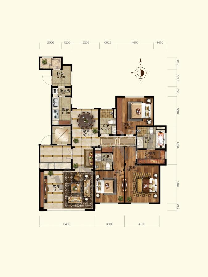 上海朝阳区望京远洋万和公馆高档住宅3室2厅|上海豪宅分布【楼盘 户型